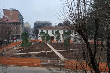 Nella foto il cantiere di piazza Visconti