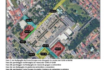 La cartina con le diverse fasi di cantiere a partire dal 13 maggio
