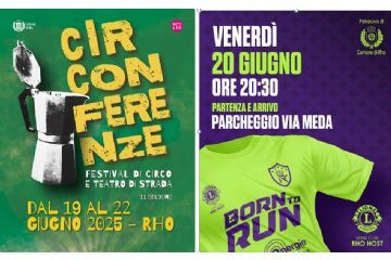 Due volantini Circonferenze dal 19 al 22 giugno 2025  - venerdì 20 giugno ore 20.30 Partenza e arrivo Parcheggio Via Meda