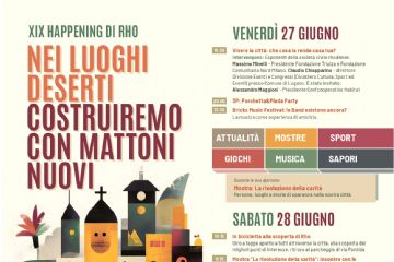 locandina  XIX Happening di Rho: sabato 27 e domenica 28 giugno incontri e musica in piazza San Vittore