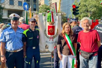 polizia locale di Rho con gonfalone Maria Rita Vergani, Mario Anzani