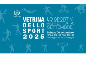 Locandina evento comunale "Vetrina dello sport 2025" del 6 settembre dalle 10.00 alle 19.00 nel parcheggio di via Cornaggia