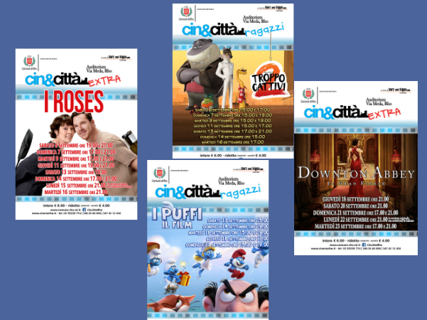 locandine dei 4 film in programmazione