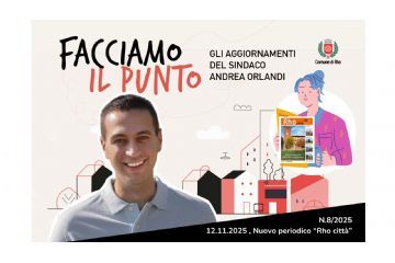 Facciamo il punto gli aggiornamenti del Sindaco Andrea Orlandi. In copertina foto di Andrea Orlandi e immagine disegnata di persona con in mano il periodico sullo sfondo la città