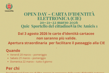 Locandina per l' Open Day Cie 20-21-22 marzo 2026 presso il QUIC - Sportello del Cittadino