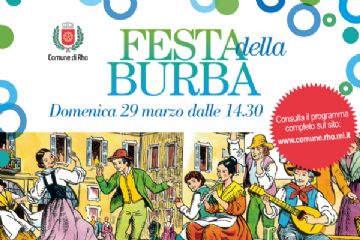 locandina festa della Burba con disegno di persone che danzano e suonano