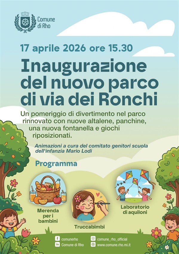 locandina Parco Ronchi alberelli bambini fiori cesto da merenda trucca bimbi e aquiloni