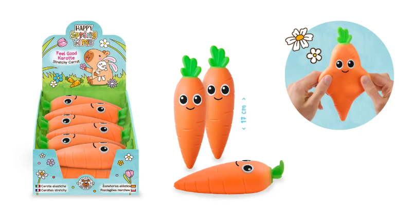 Nella foto il giocattolo a forma di carota