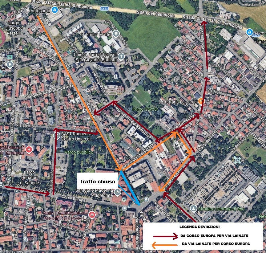La mappa con le deviazioni