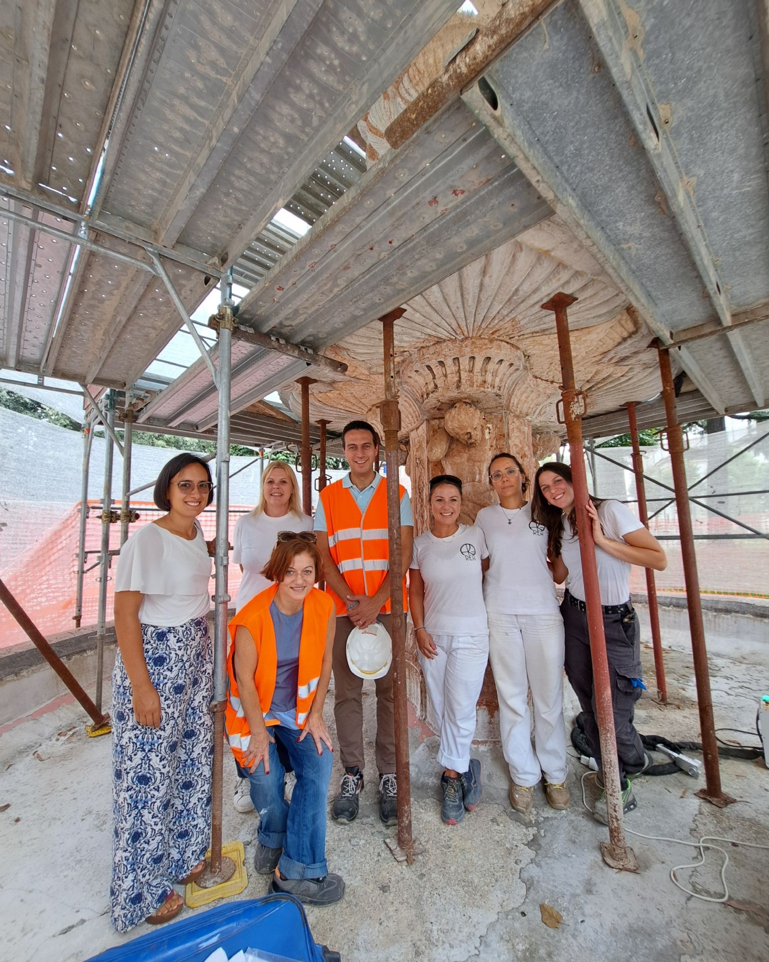 La visita al cantiere di restauro da parte del Sindaco Orlandi, dell'Assessora Giro e della dirigente Menotti