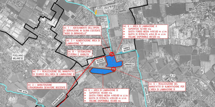 la mappa delle due vasche di laminazione