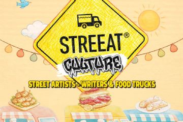 locandina evento con disegno di cuochi e cibo