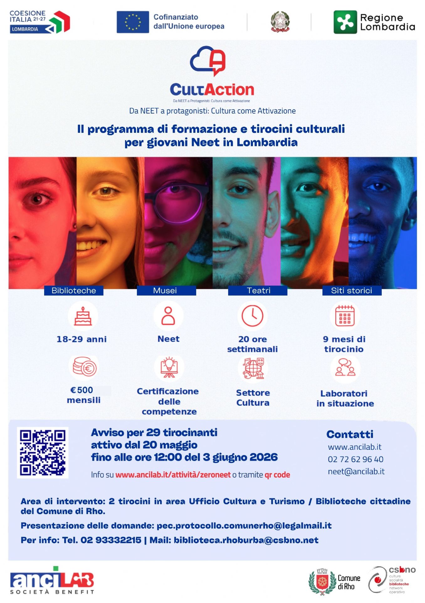 locandina con volti di giovani 