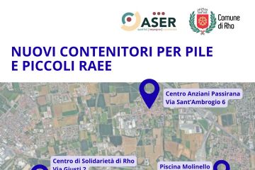 cartina della città con indicate le vie dove sono stati installati i nuovi contenitori per le pile e piccole RAEE