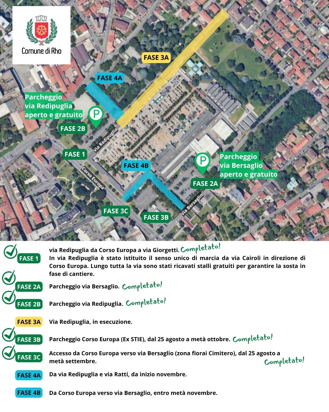 mappa cantieri zona cimitero in corso Europa a Rho