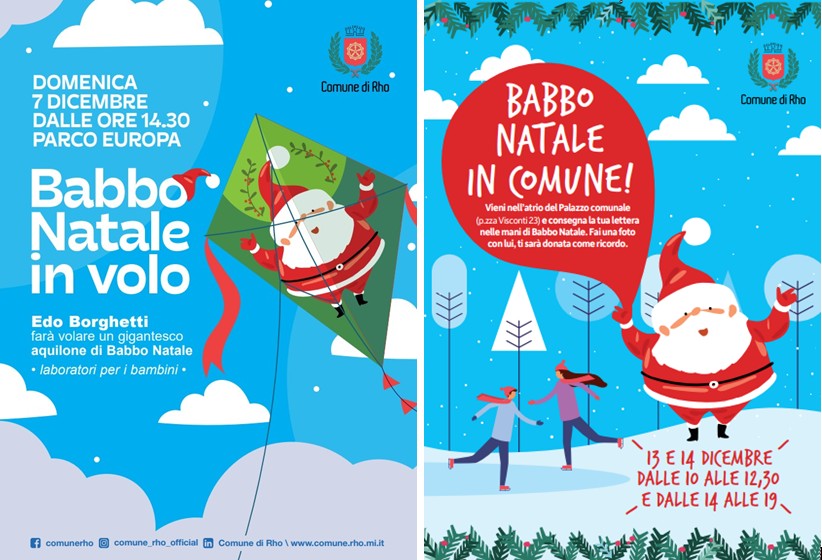locandine Babbo Natale in Volo e Babbo Natale in COmune
