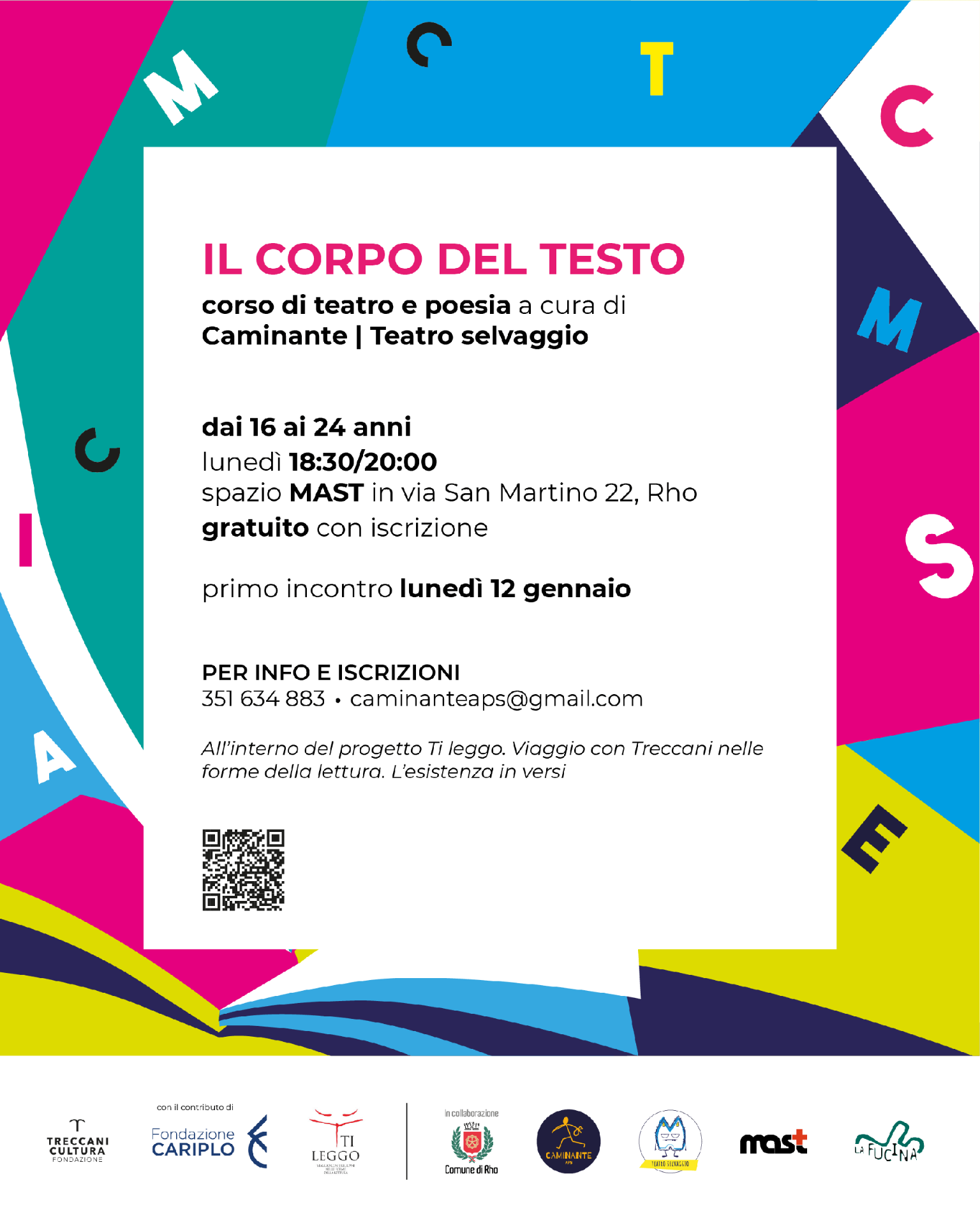 Locandina Colorata Con Lettere In Stampatello  E In Una Cornice Rettangolare Titolo Il Corpo Del Testo E Programma