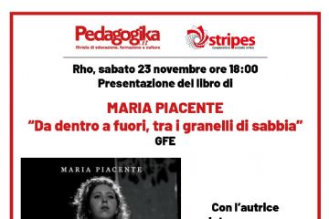 locandina presentazione del libro Maria Piacente Da dentro a fuori, tra i granelli di sabbia