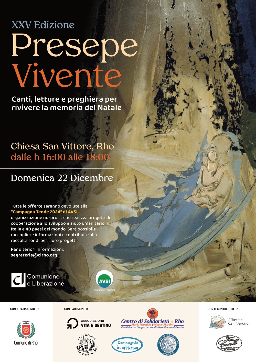 XXV Edizione Presepe vivente Canti, letture e preghiere per rivivere la memoria del Natale Chiesa San Vittore Rho, dalle 16 alle 18 domenica 22 dicembre