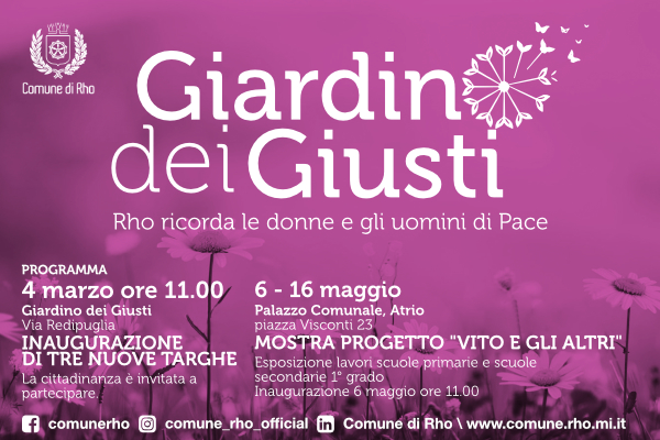 Giardino dei Giusti. Rho ricorda le donne e gli uomini di Pace