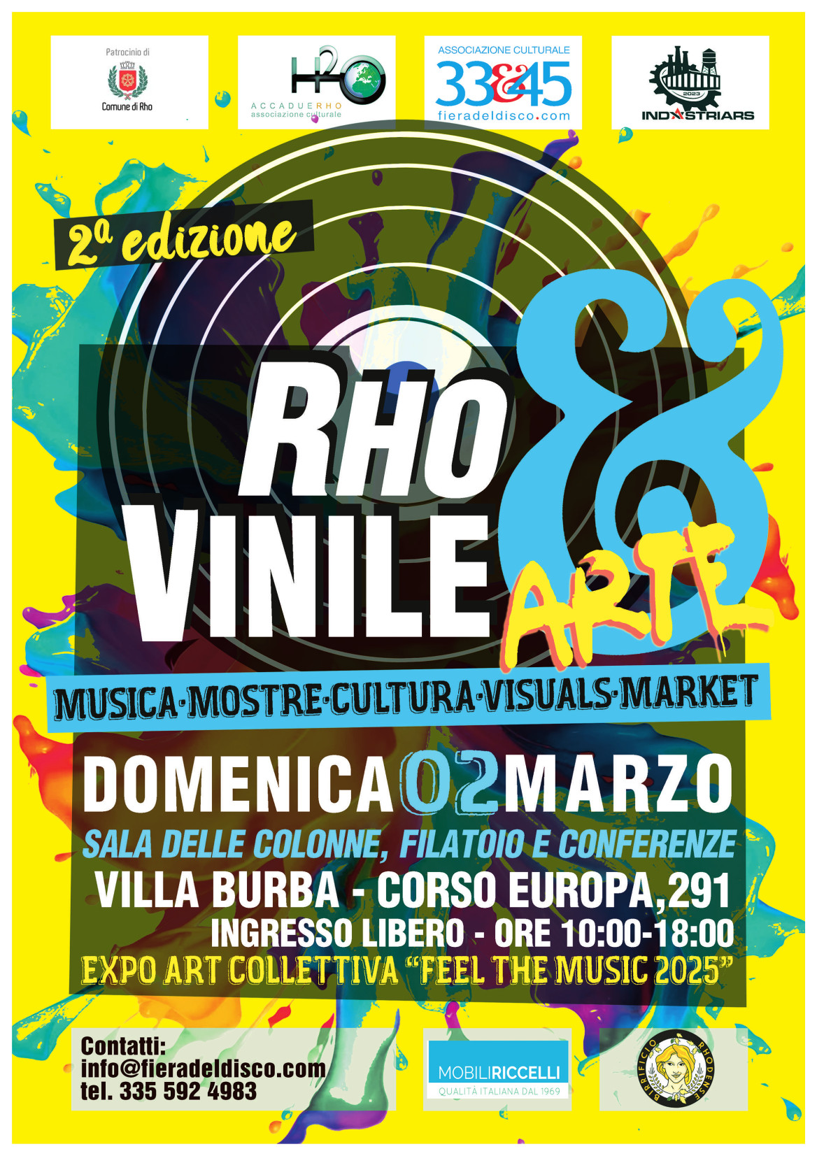locandina  evento 2° Edizione Rho vinile & ARTE Musica. Mostre. Cultura. Visuals Market. sala delle colonne, filatoio e conferenze- villa Burba corso Europa 291 Ingresso libero ore 10-18.00