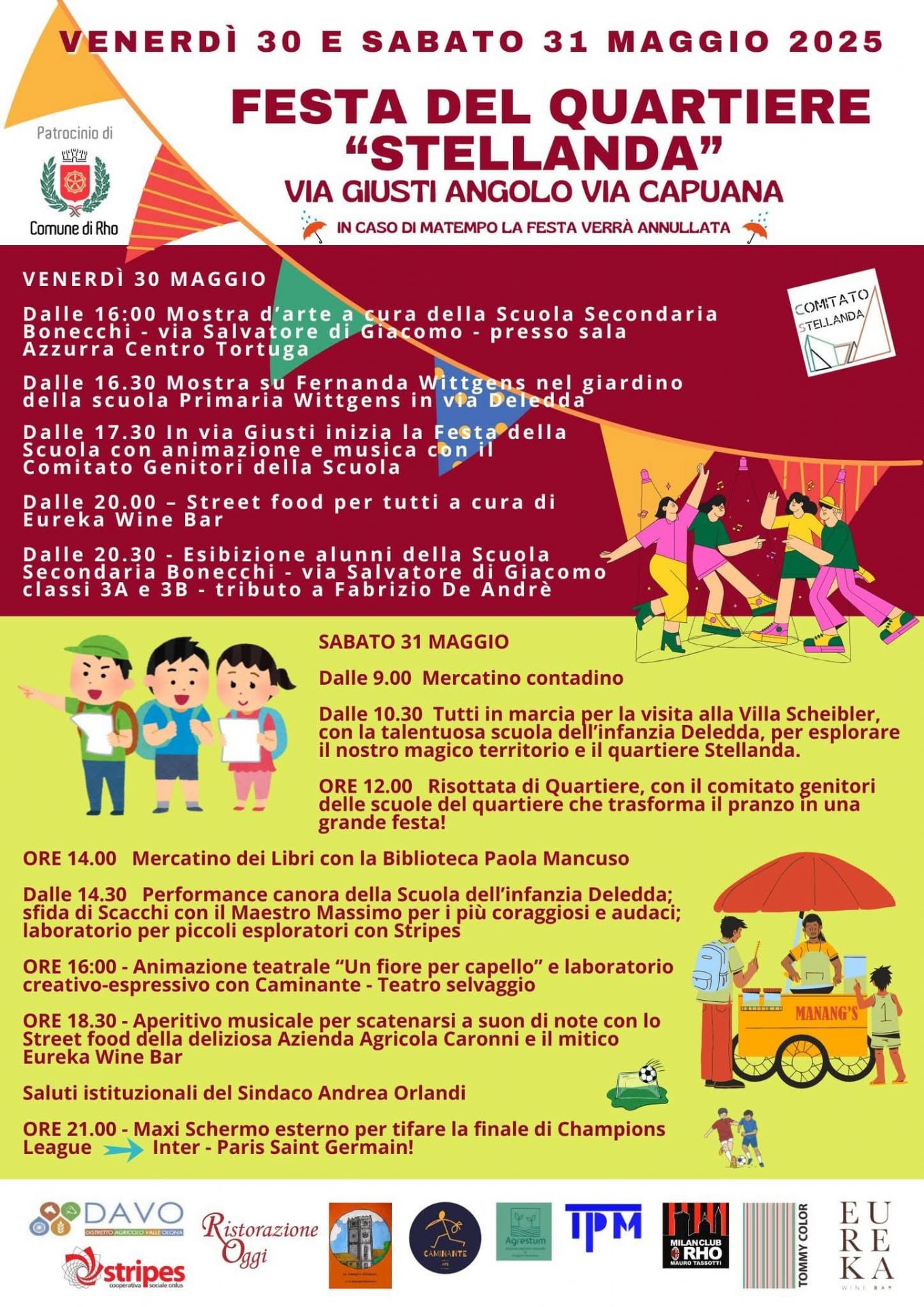 Locandina festa del quartiere Stellanda a Rho venerdì 30 e sabato 31 maggio 2025.

