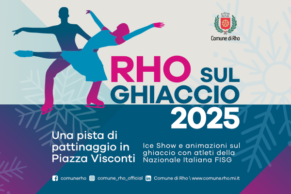 rho sul ghiaccio 2025 una pista di pattinaggio in piazza visconti grafica due danzatori sui pattini