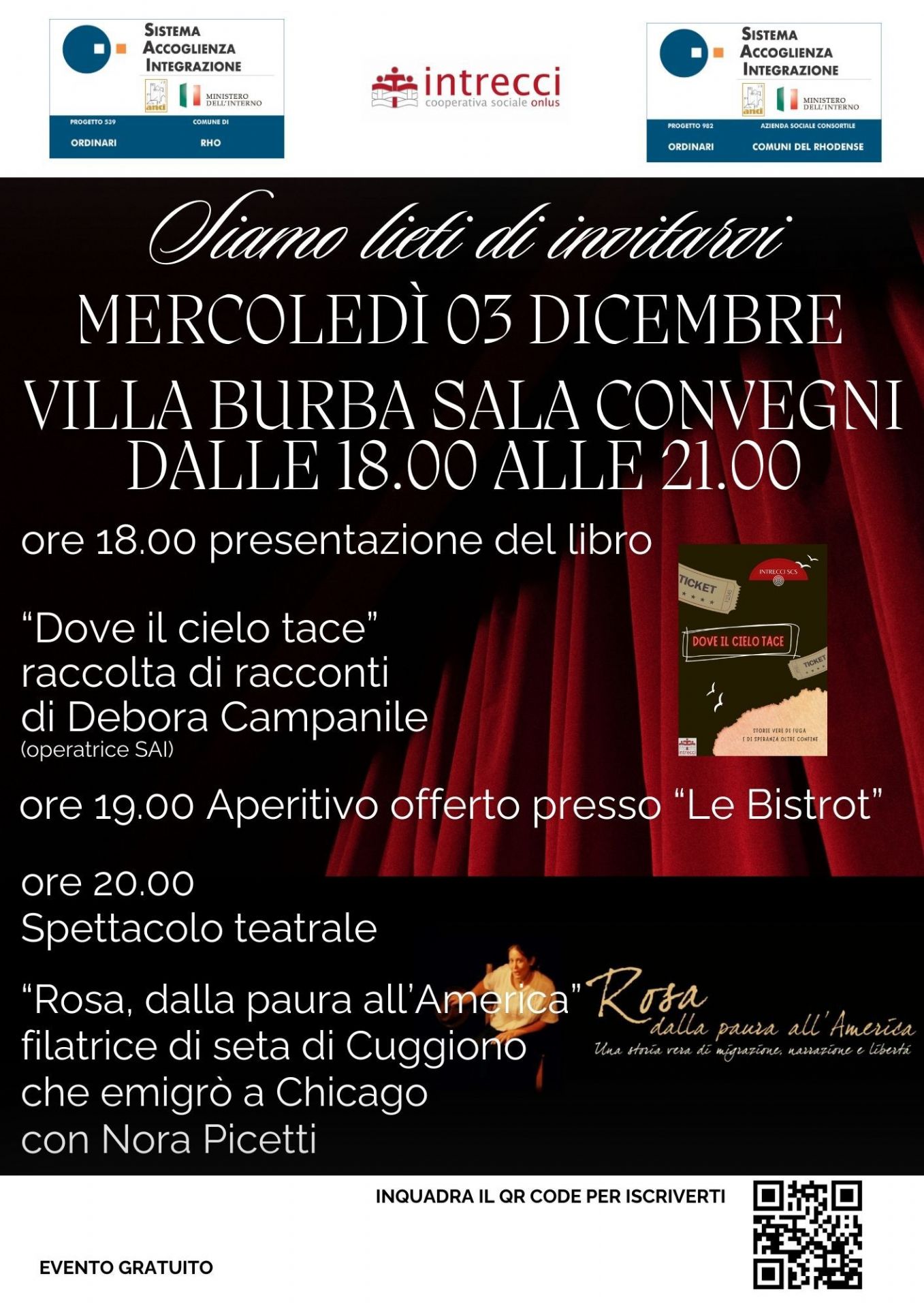 Locandina presentazione del libro "Dove il cielo tace"