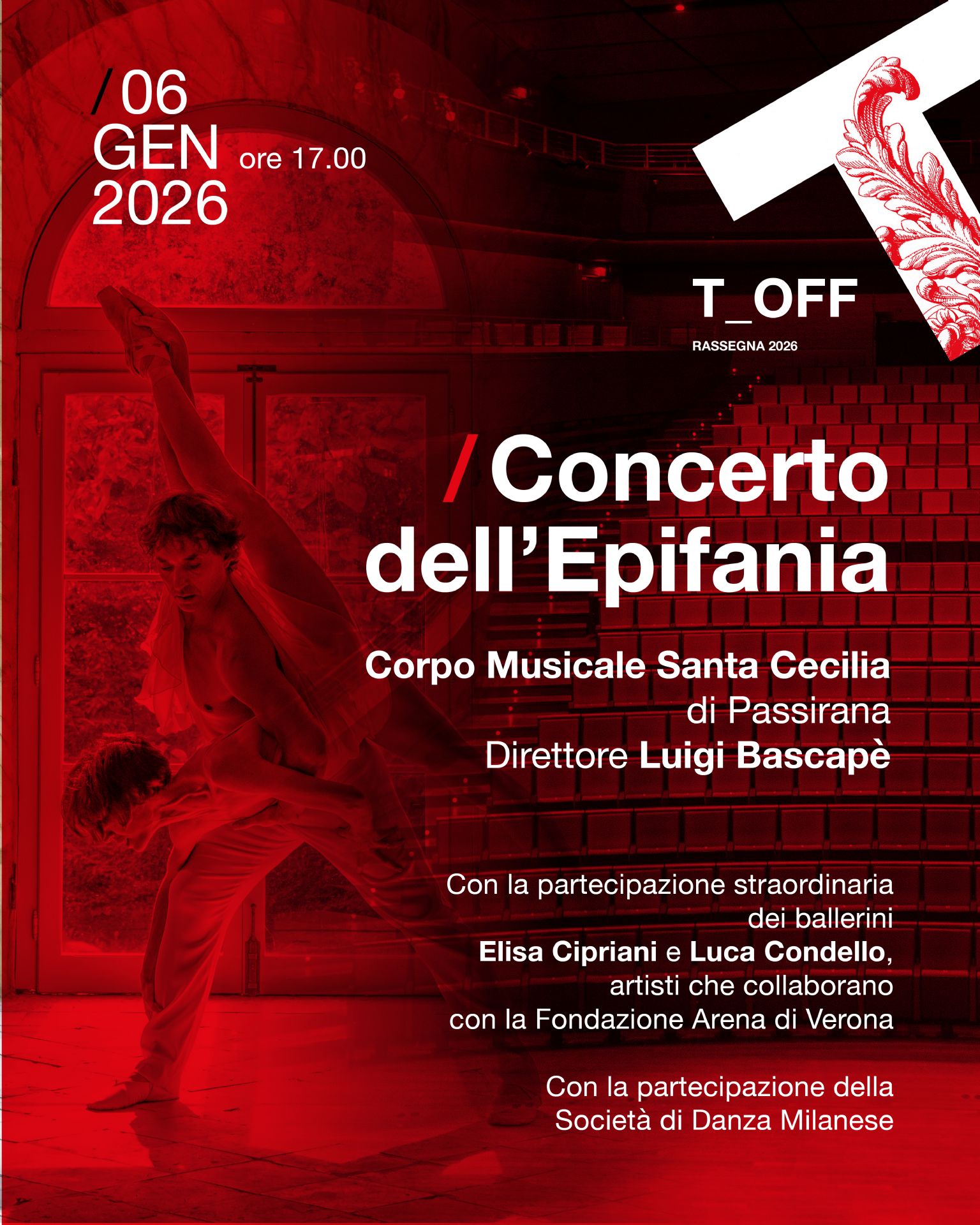 locandina concerto  Concerto dell'Epifania Logo T_off e due ballerini