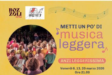 locandina evento con coro e note musicali