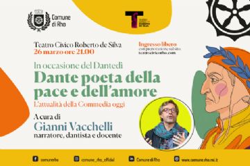 locandina con foto di Gianni Vacchelli e profilo disegnato di Dante