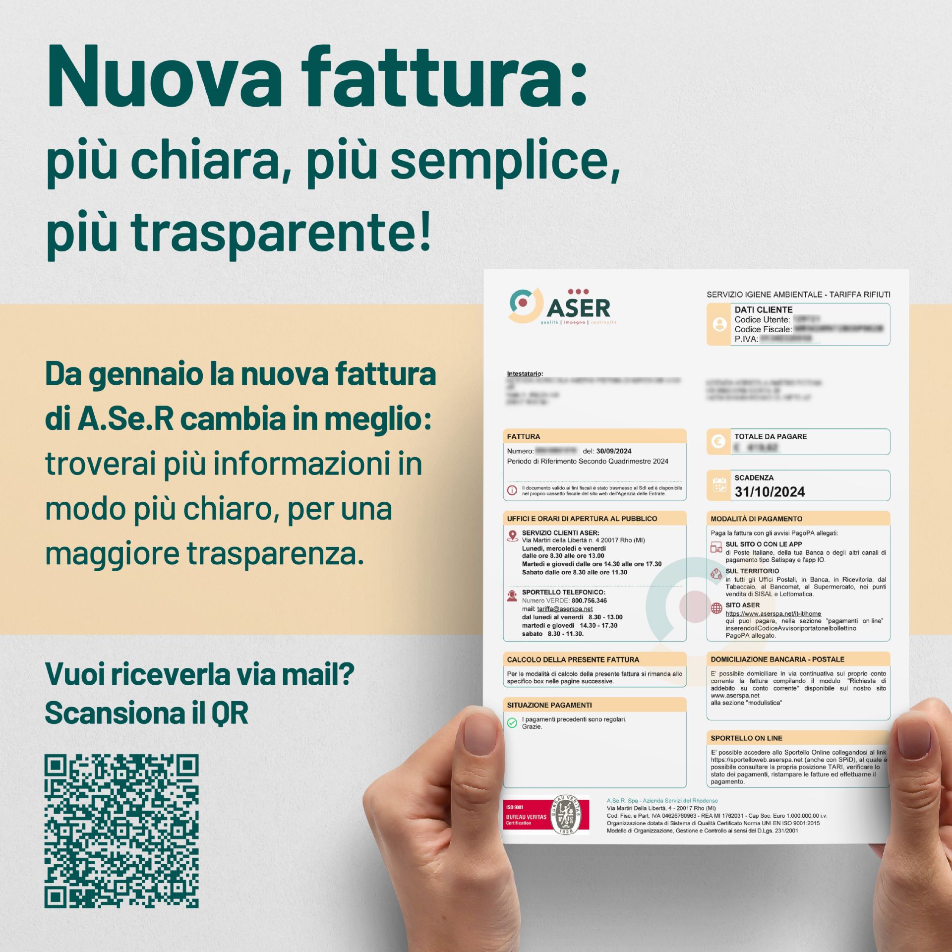 Nuova fattura: più chiara, più semplice, più trasparente!