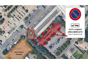 Mappa relativa alle modifiche alla circolazione legate allo spostamento nell'area parcheggio di via Bersaglio angolo via Serra a Rho del mercato del sabato mattina dell'associazione Coldiretti