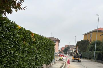 immagine dei lavori in corso in una via pellegrini