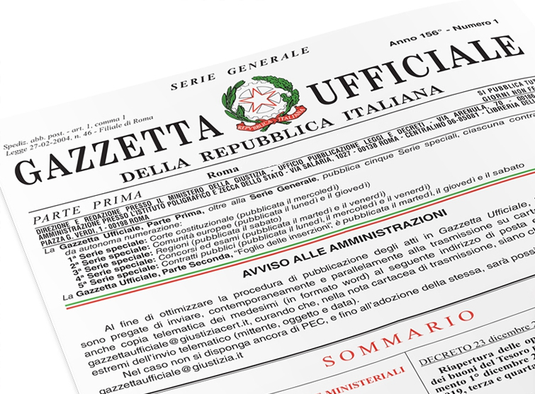  Riproduzione Gazzetta Ufficiale, dove vengono pubblicate le variazioni colturali effettuate dall'Agenzia delle entrate per l'anno 2025 