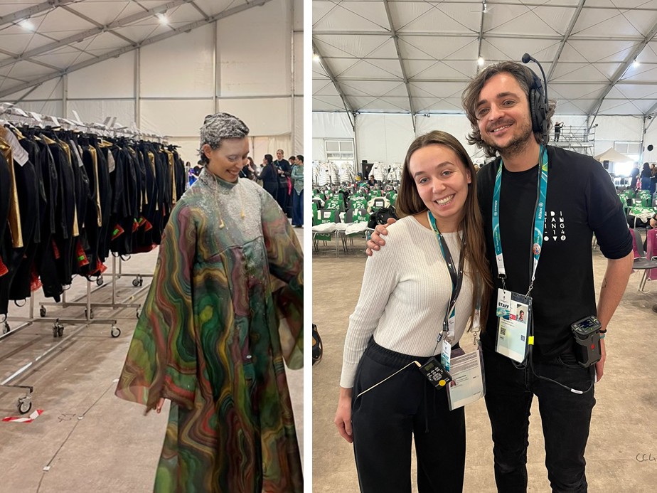 A sinistra Carlotta De Angeli, a destra Chiara Nasuelli con il coordinatore Mattia Pasquali a San Siro