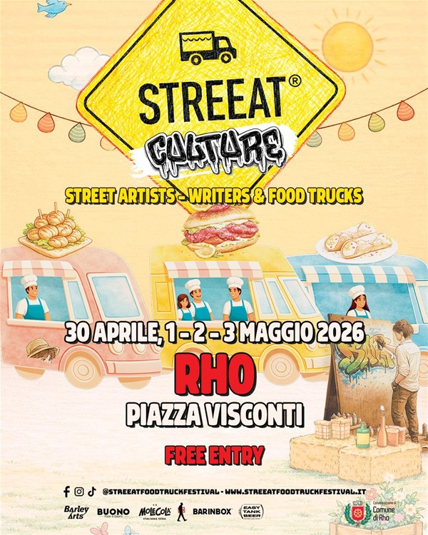 locandina evento con disegno di cuochi e cibo