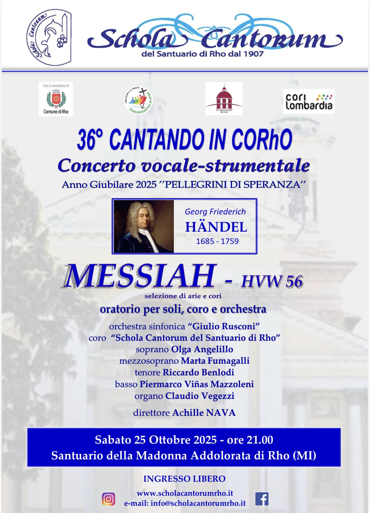 locandina evento con programma e loghi immagine di Georg Friederich Händel 