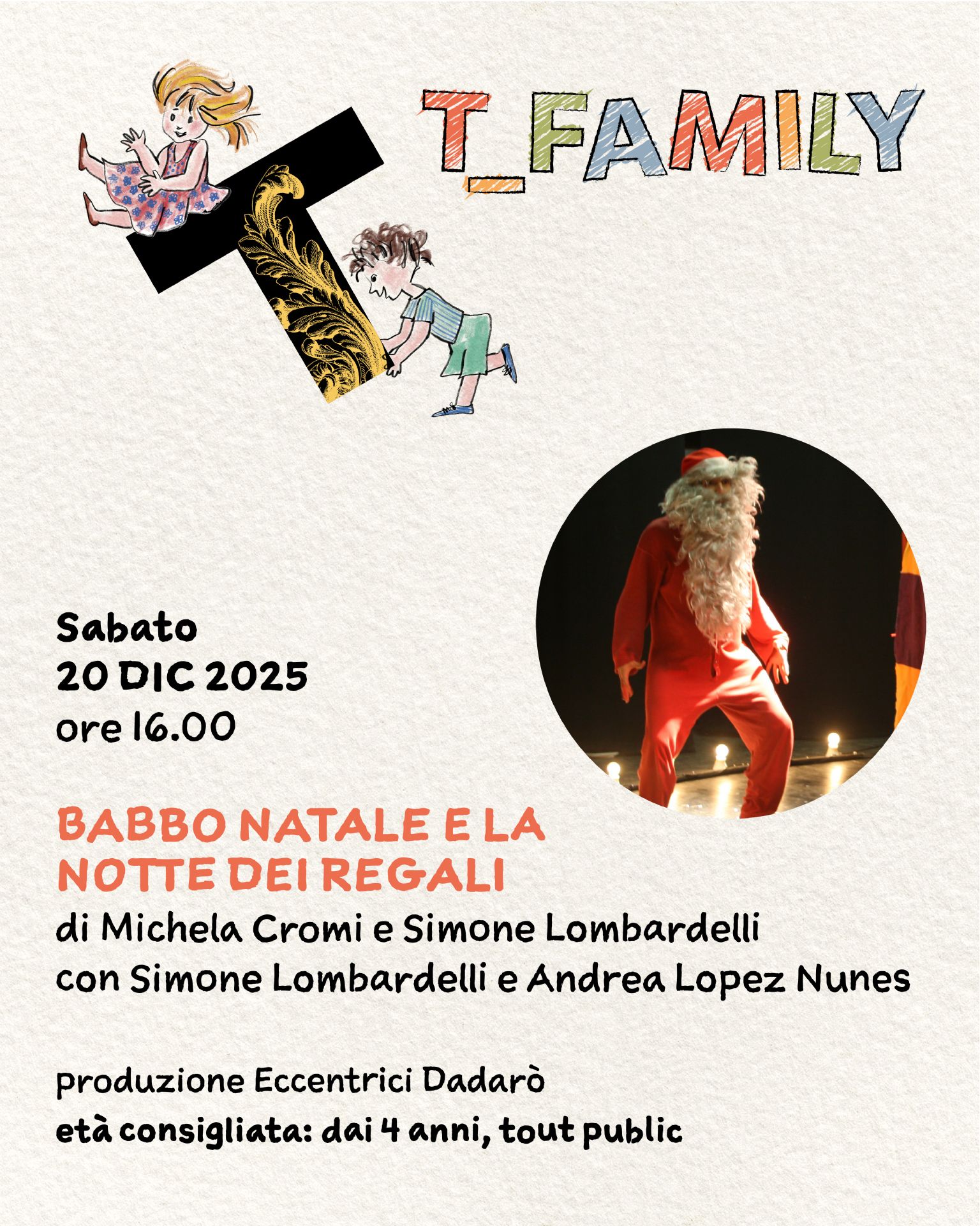 scena con attore travestito da Babbo Natale