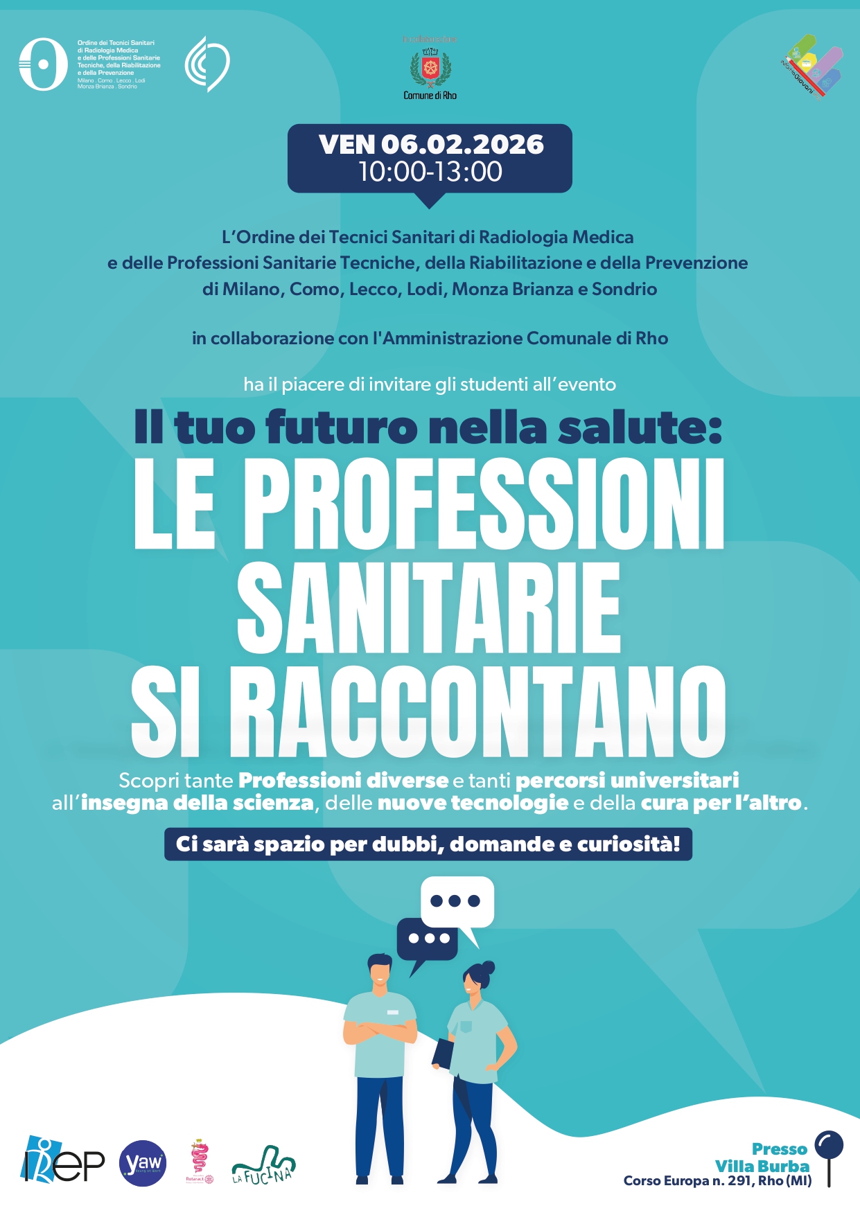 Locandina "Il tuo futuro nella salute: le professioni sanitarie si raccontano"