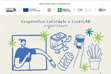 locandina riciclo barattoli disegnati 