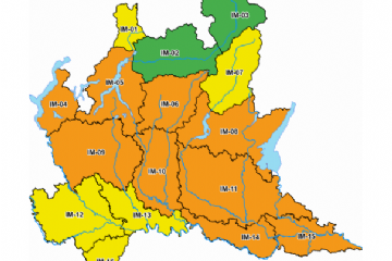 Mappa delle allerte meteo in Lombardia della Protezione Civile. Allerta arancione del 23 settembre rischio idrogeologico.