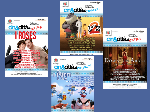 locandine dei 4 film in programmazione