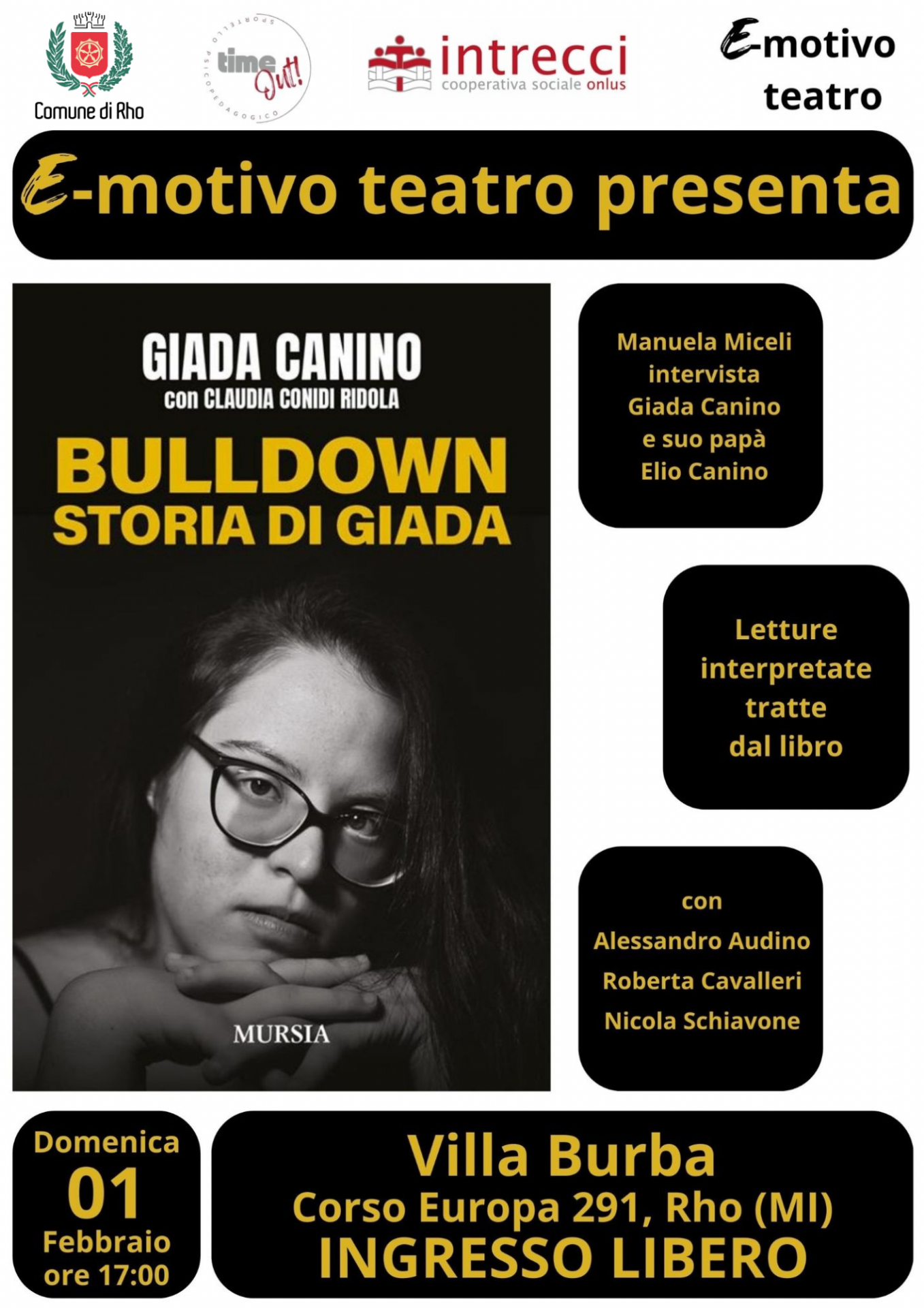 locandina presentazione serata con foto di Giada